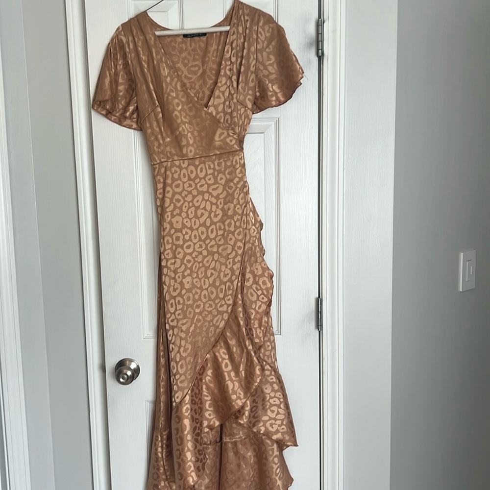 Print silk wrap dress (size medium)